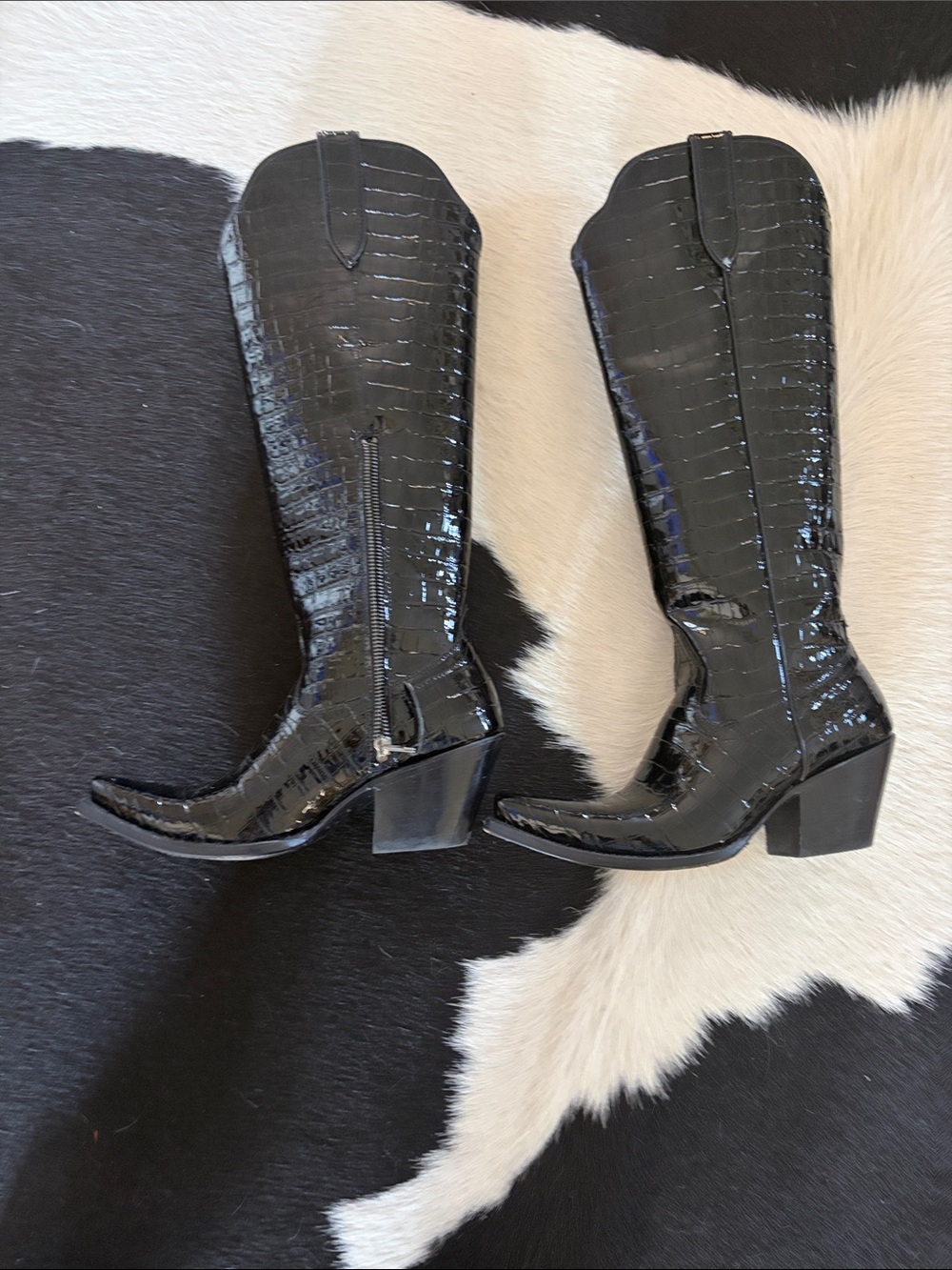 Ariat Casanova Black Croc-Embossed Patent Over-the-Knee Boots - Picture 4 of 4